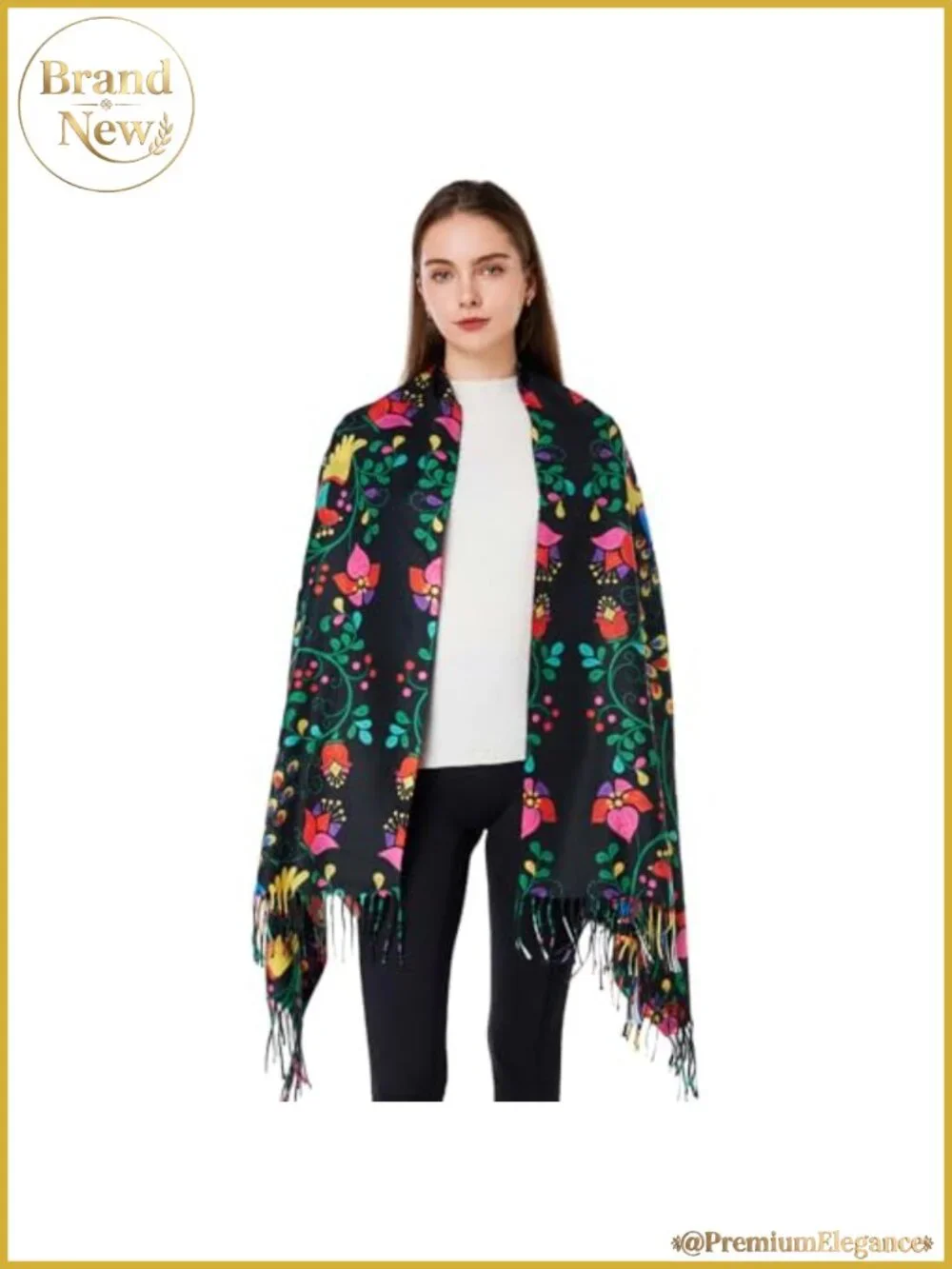 Oversized Pashmina Shawl Wrap Double-Sided Mexican Scarf